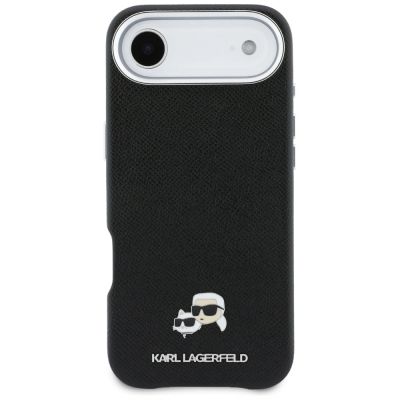 3. Etui Karl Lagerfeld Karl & Choupette Head Pins Saffiano MagSafe na iPhone Air - czarne