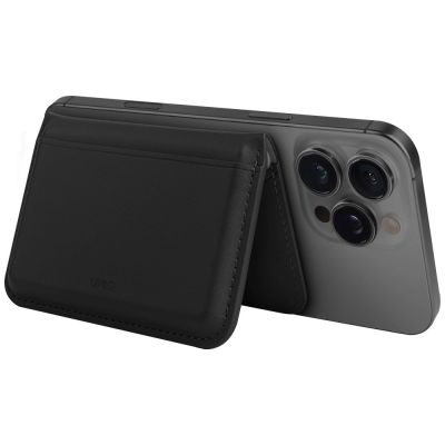 3. Portfel magnetyczny RFID UNIQ Lyden DS ze stojakiem na telefon - czarny