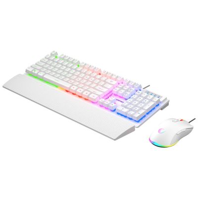 5. RAMPAGE FORTUNA ZESTAW GAMINGOWY KLAWIATURA Z PODKŁADKĄ I MYSZ 12800 DPI WHT