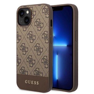 Etui Guess 4G Stripe Collection na iPhone 14 Plus / 15 Plus 6.7" - brązowe