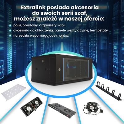 17. Extralink Szafa rack 4U 600x450 Czarna montowana na ścianie