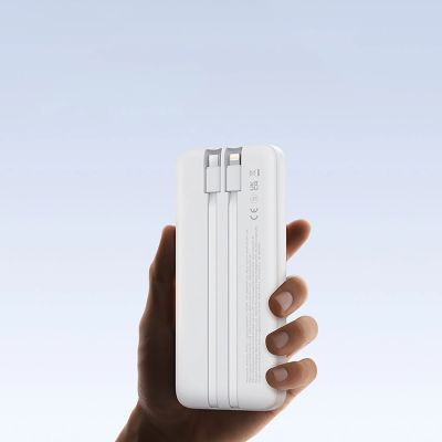 15. Powerbank Baseus Lipow 10000mAh 22,5W z dwoma wbudowanymi kablami (z kablem Baseus Simple USB-A - USB-C 3A 20cm) - biały