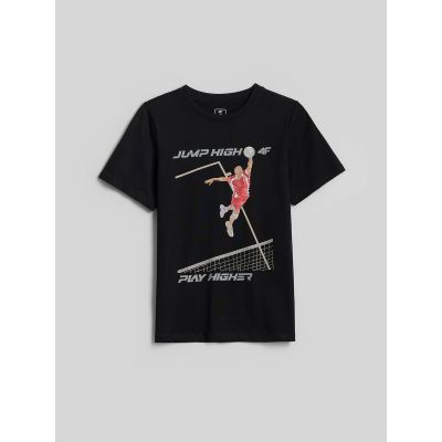 6. T-shirt regular z nadrukiem chłopięcy 4F 4FJRAW26TTSHM4345-20S