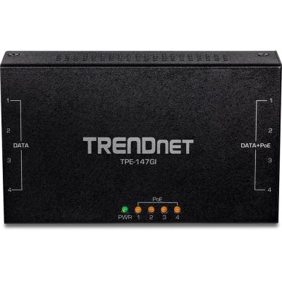 4. Wtryskiwacz TRENDnet POE+ 65W 4-portowy