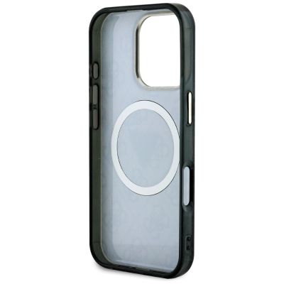 7. Etui Guess IML Metal Glitter 4G Circle Triangle MagSafe na iPhone 16 Pro - czarne