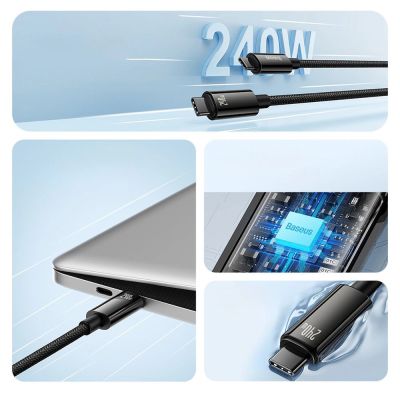 9. Kabel USB C - USB C 480Mb/s 240W 3m Baseus Tungsten Gold CAWJ040201 - czarny