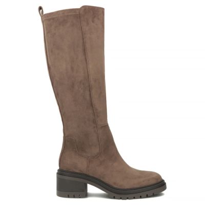 2. Kozaki damskie zamszowe na klocku taupe Filippo DKZ8310