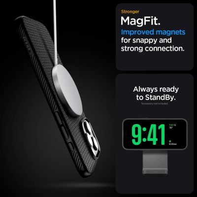 15. Etui Spigen Liquid Air  ”T” MagSafe na iPhone 16 Pro Max - czarny mat