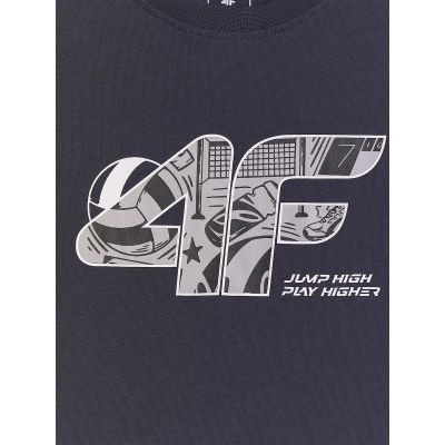 6. T-shirt regular z nadrukiem chłopięcy 4F 4FJRAW26TTSHM4349-22S