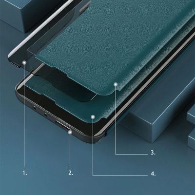 10. Eco Leather View Case elegancki futerał etui z klapką i funkcją podstawki Samsung Galaxy A22 4G pomarańczowy