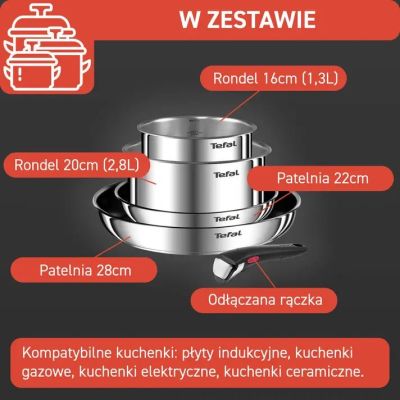 8. Zestaw garnków TEFAL Ingenio Emotion L897S574 5 ele