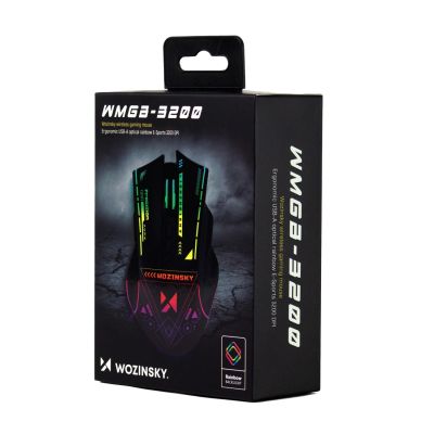 5. Mysz bezprzewodowa Wozinsky WMGB-3200 gamingowa optyczna z wbudowanym akumulatorem 3200 DPI z oświetleniem RGB - czarna