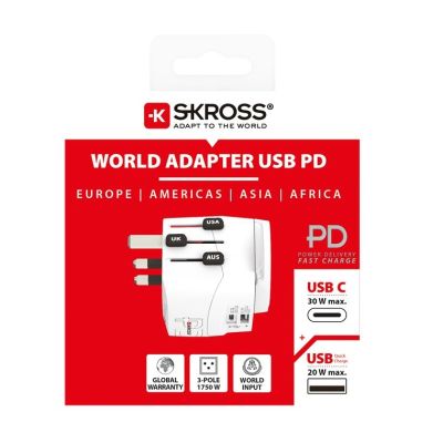 4. Adapter SKROSS Pro Light USB AC30PD World, biały
