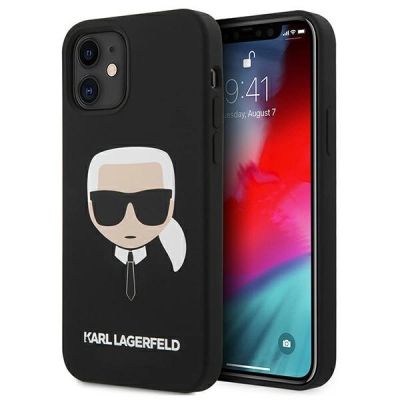 Etui Karl Lagerfeld Silicone Karl`s Head na iPhone 12 mini - czarne
