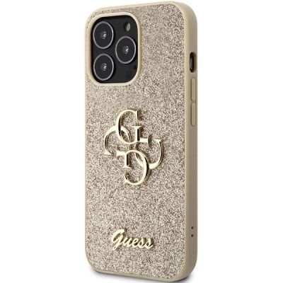 2. Etui Guess Glitter Script Big 4G na iPhone 13 Pro / iPhone 13 - złote