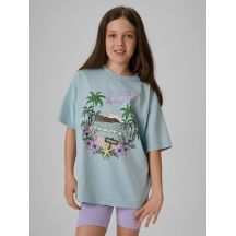 T-shirt bawełniany dziewczęcy 4F 4FJRSS26TTSHF3981-33S