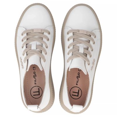 6. Skórzane półbuty sneakersy na platformie białe Filippo DP6122