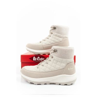 10. Lee Cooper buty sportowe damskie zimowe trekkingowe ocieplane kremowe skóra ekologiczna