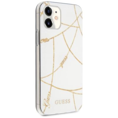4. Etui Guess Gold Chain Collection na iPhone 12 mini - białe