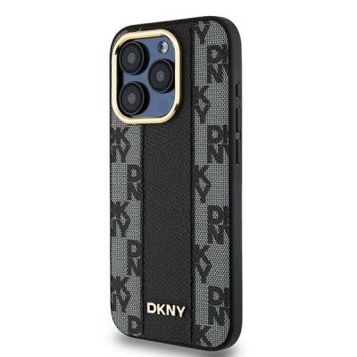 2. Etui DKNY Leather Checkered Mono Pattern MagSafe na iPhone 15 Pro - czarne