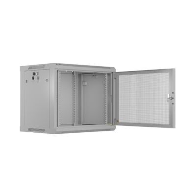 9. Szafa instalacyjna rack wisząca 19" 9U 600X450 szara drzwi perforowane Lanberg (flat pack)
