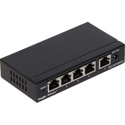 Ruijie Networks RG-ES105GD przełącznik sieciowy Nie zarządzany Gigabit Ethernet (10/100/1000) Czarny
