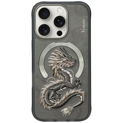 Etui Nimmy Dragon MagSafe na iPhone 16 Pro - szare