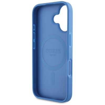 7. Etui Guess 4G Circle Classic Logo MagSafe na iPhone 16 - niebieskie