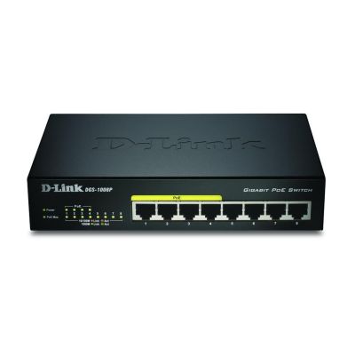 5. D-Link DGS-1008P/E łącza sieciowe Nie zarządzany L2 Obsługa PoE Czarny