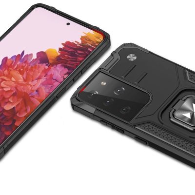 2. Wozinsky Ring Armor pancerne hybrydowe etui pokrowiec + magnetyczny uchwyt Samsung Galaxy S22 Ultra niebieski