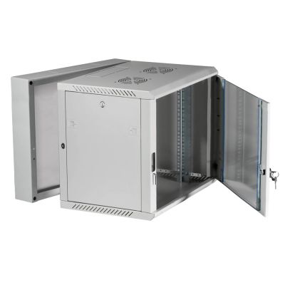 4. Extralink Szafa rack 12U 600x600 AZH Szara montowana na ścianie, dwusekcyjna