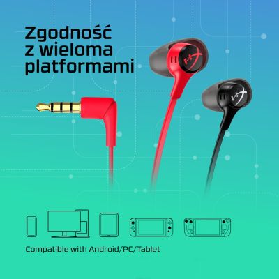 4. Słuchawki HyperX Cloud Earbuds II CZERWONE