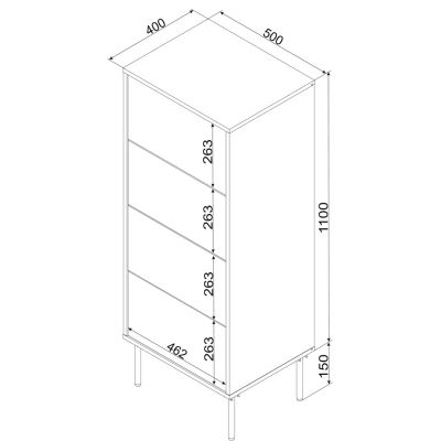 4. Komoda 4S TRESSE 50x40x125 zieleń mat