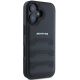 4. Etui AMG Leather Debossed Lines Black Logo na iPhone 16 - czarne