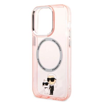 6. Etui Karl Lagerfeld Iconic Karl&Choupette MagSafe na iPhone 14 Pro Max - różowe