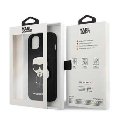 8. Etui Karl Lagerfeld Saffiano Ikonik Karl's Patch na iPhone 13 mini - czarne