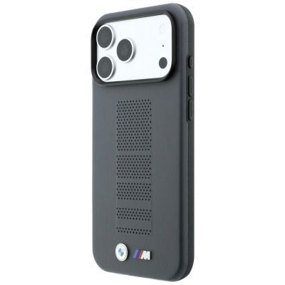 2. Etui BMW M Blue Perfo Metal Logo MagSafe na iPhone 18 Pro Max / 17 Pro Max - szare
