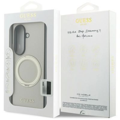 8. Etui Guess Magnetic Ring Stand Grained Classic Logo MagSafe na Samsung Galaxy Z Fold 8 Ultra - beżowe