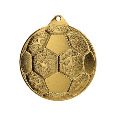 6. MEDAL STALOWY PIŁKA NOZNA FI 50 MMC8850/G - ZŁOTY