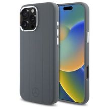 Etui Mercedes Silicone Vertical Tonal Stripes MagSafe na iPhone 16 Pro Max - szare