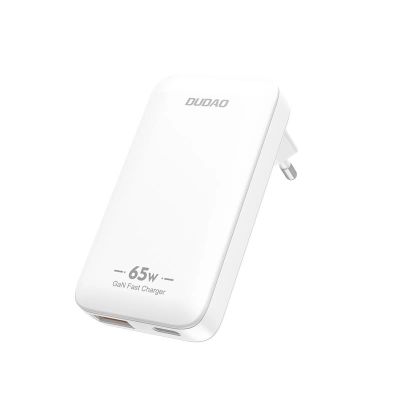 Ładowarka sieciowa podróżna GaN Dudao A65Q 65W USB-A / USB-C PD ultracienka EU / US - biała