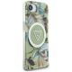 4. Etui Guess IML Metal Glitter Flowers Triangle MagSafe na iPhone 16e - zielone