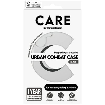 4. Etui CARE by PanzerGlass Flagship Urban Combat Black QI do Samsung Galaxy S25 Ultra - przezroczysty