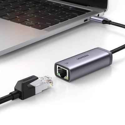 2. Ugreen zewnętrzna karta sieciowa USB Typ C - RJ45 1Gbps (1000Mbps) szary (40322 CM483)