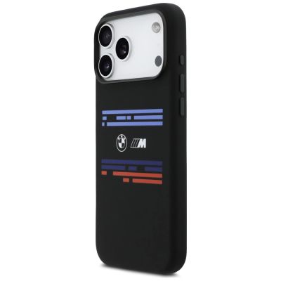 2. Etui BMW M Silicon Horizontal Line MagSafe na iPhone 17 Pro Max - czarne