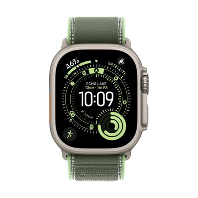 4. Zegarek Apple Watch 49mm Green/Neon Trail Loop M/L - Natural Titanium Finish