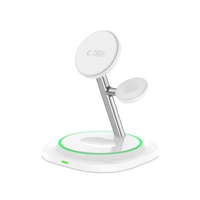 4. Ładowarka indukcyjna Tech-Protect QI15W-A46 3w1 Magnetic MagSafe - biała
