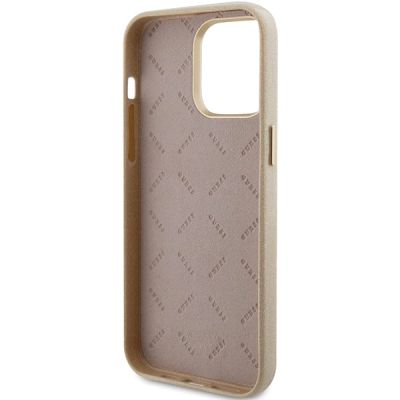 7. Etui Guess Glitter Glossy Script do iPhone 15 Pro - złote