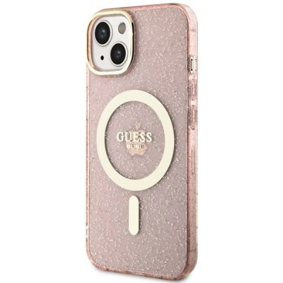 2. Etui Guess Glitter Gold MagSafe na iPhone 14 Plus - różowe