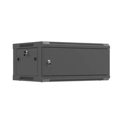 20. LANBERG SZAFA INSTALACYJNA RACK WISZĄCA 19" 4U 600X450 CZARNA DRZWI METALOWE (FLAT PACK)
